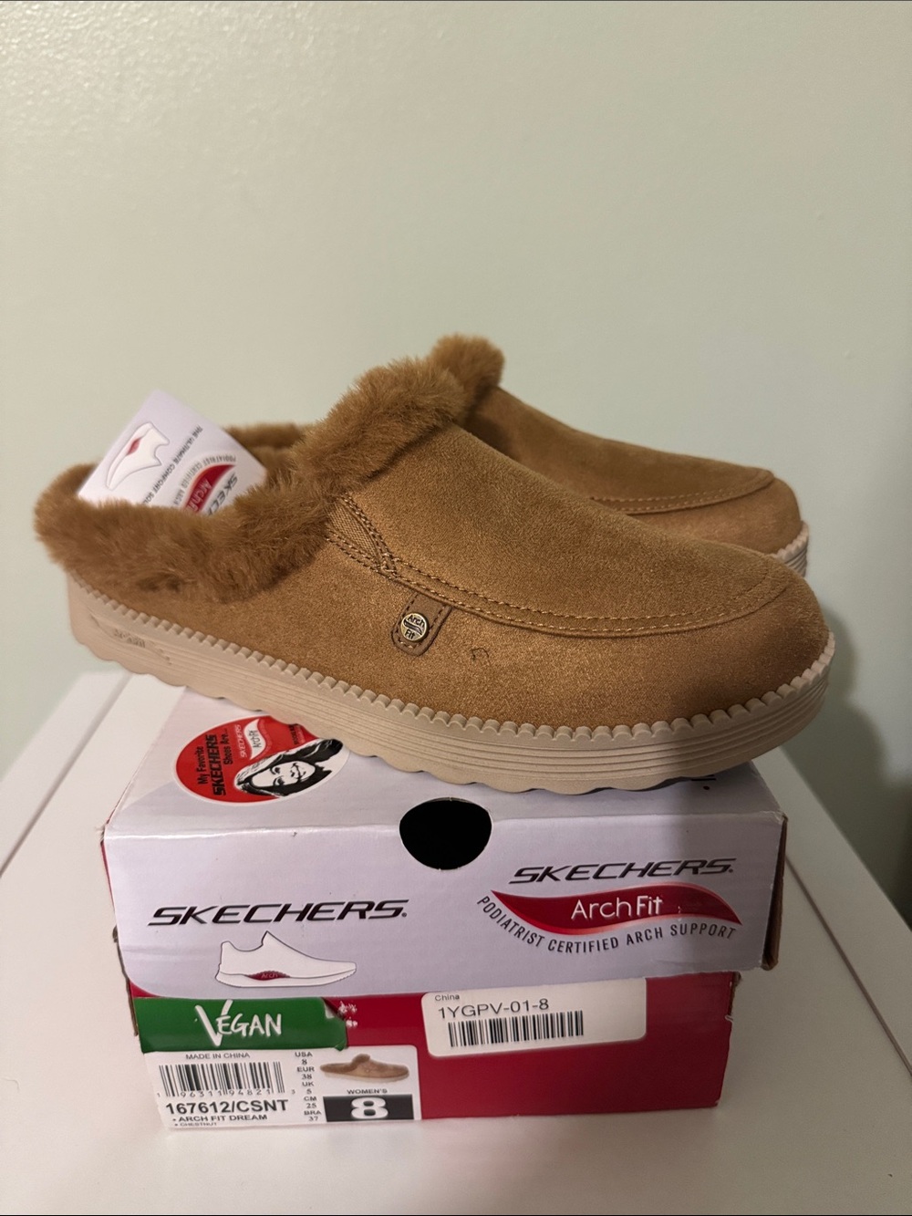 Skechers Tan Arch Fit Vegan Slip-On Clog